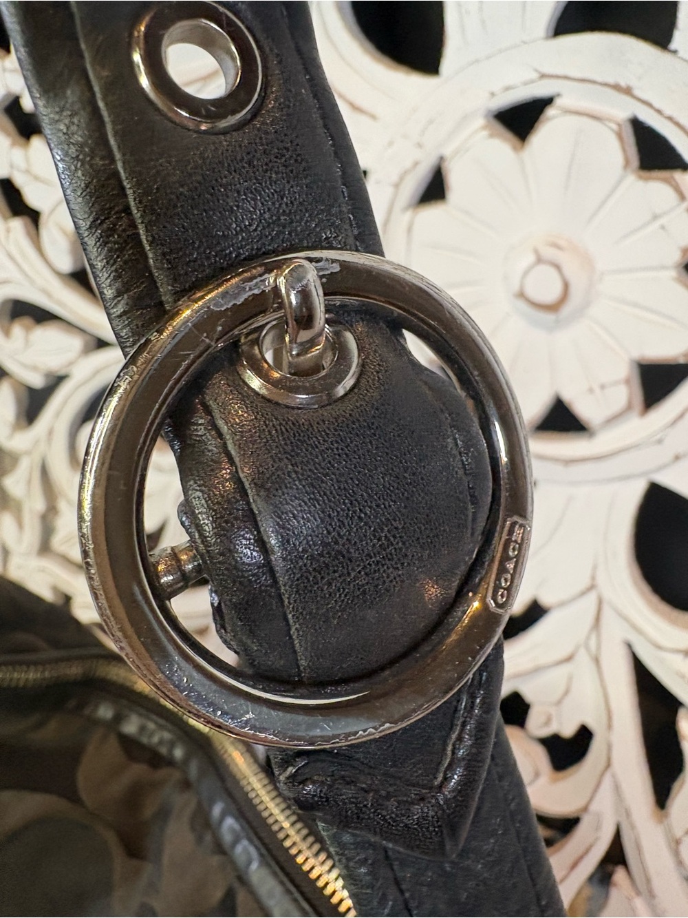 Coach #13642 Ali Signature Sateen Hobo Bag with Silver Charm - Picture 8 of 16